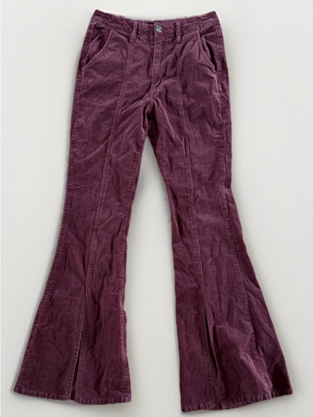 Forever 21 Burgundy Flare Pants Split Hem Medium